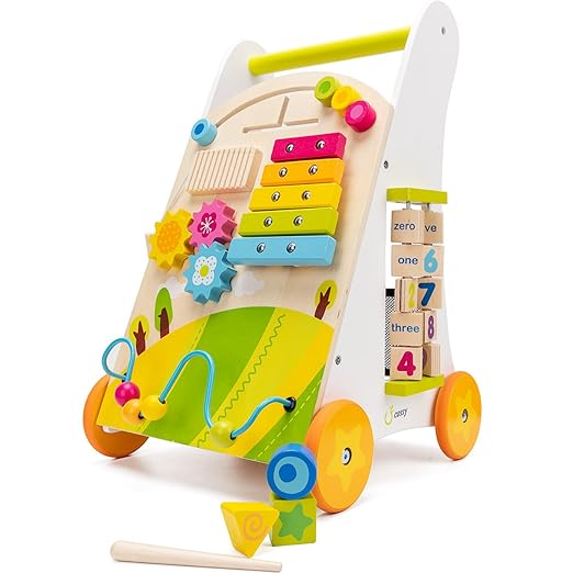Buy COSSY Wooden Baby Walker Toddler Toys for 18 Month, Push and Pull