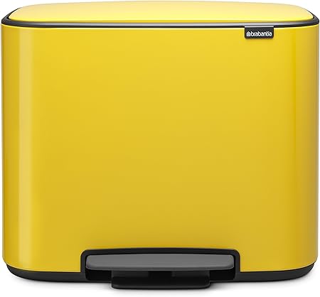 Brabantia Bo Pedal - Cubo de basura, Acero Inoxidable, 2 cubos