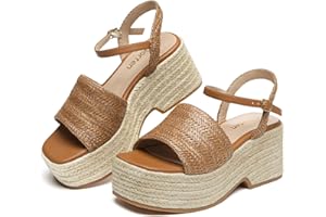 Gorfen Women's Platform Espadrille Wedge Sandals Arch Support Ankle Strap Open Toe Casual Sandal