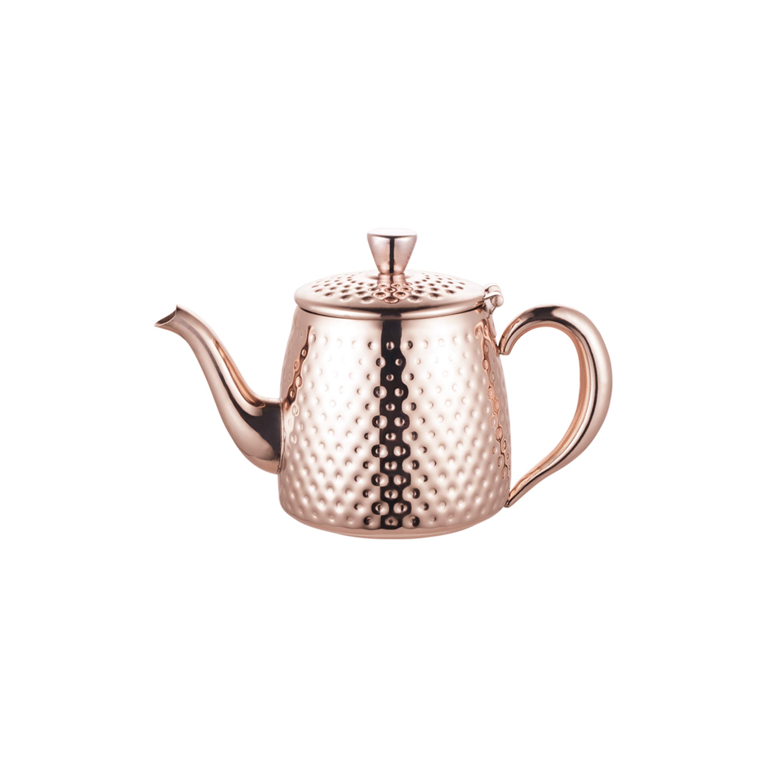 Café Olé SDT-018CU Sandringham Teapot, 18oz (500ml) Copper Plated 18/10 Stainless Steel with Hammered Finish — image 1