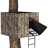 Rhino Valley Hunting Blinds Cover, 142" x 35" Large Tree Stand Blinds Cover, Enhanced Securing Ties for Tree Stand Blind Kit, Deer Hunting Accessories with Silent Buttons, Camo Netting with Zipper