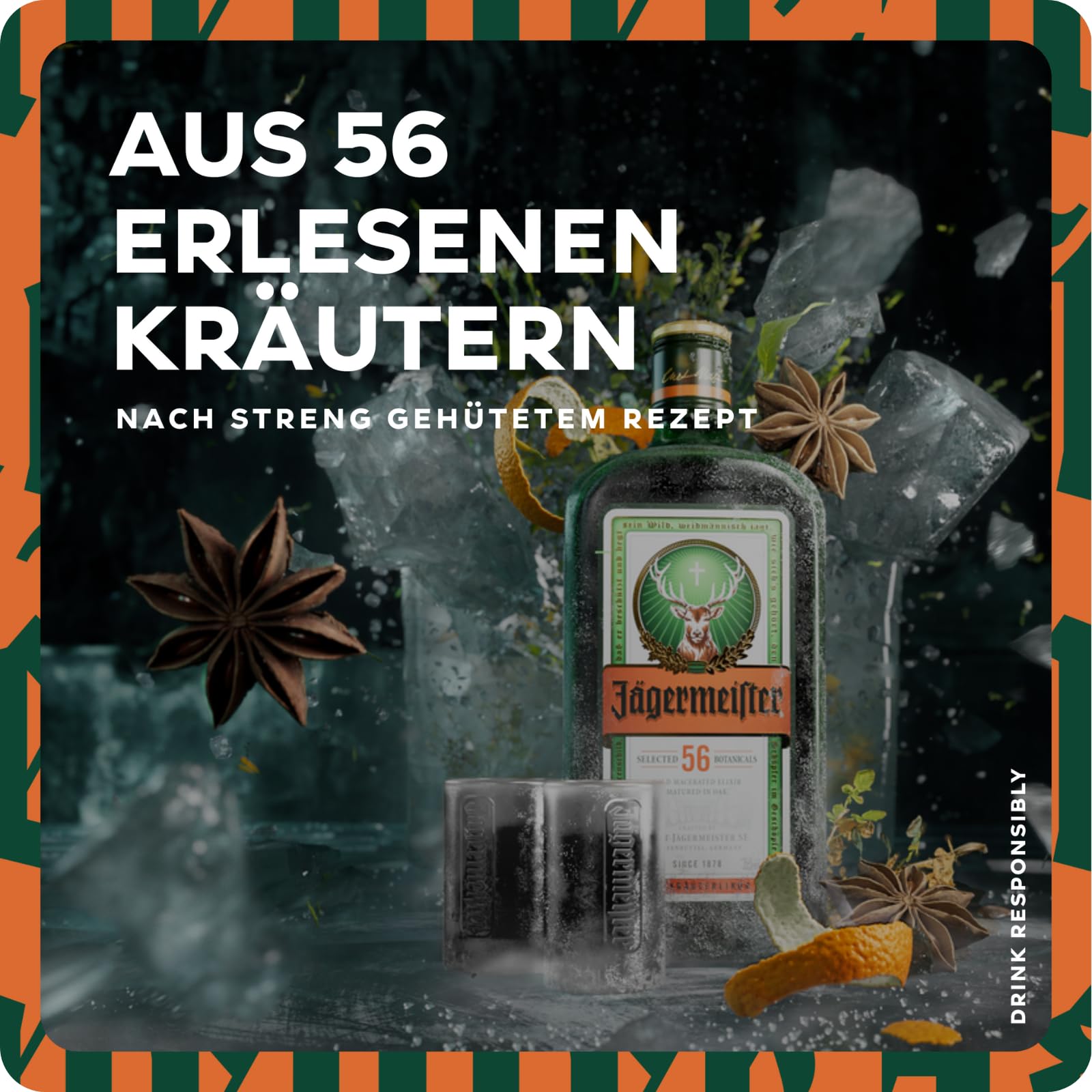 Jägermeister – 1 x 0,7l Premium Kräuterlikör 35% Vol. – 56 erlesene Kräuter – Kalt mazeriertes Elixier – Im Eichenfass gelagert – Das Original aus Wolfenbüttel 7