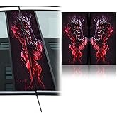 Alvorox Car Center B-Pillar Vinyl Stickers, Waterproof Sun Protection Scratch Cover Thick with Red Smoke Personalized Creative for Vehicle Door Pillar, 1 Pair