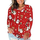 VISLILY Plus Size Christmas Shirts for Women Holiday Tops Casual Tunics Tee