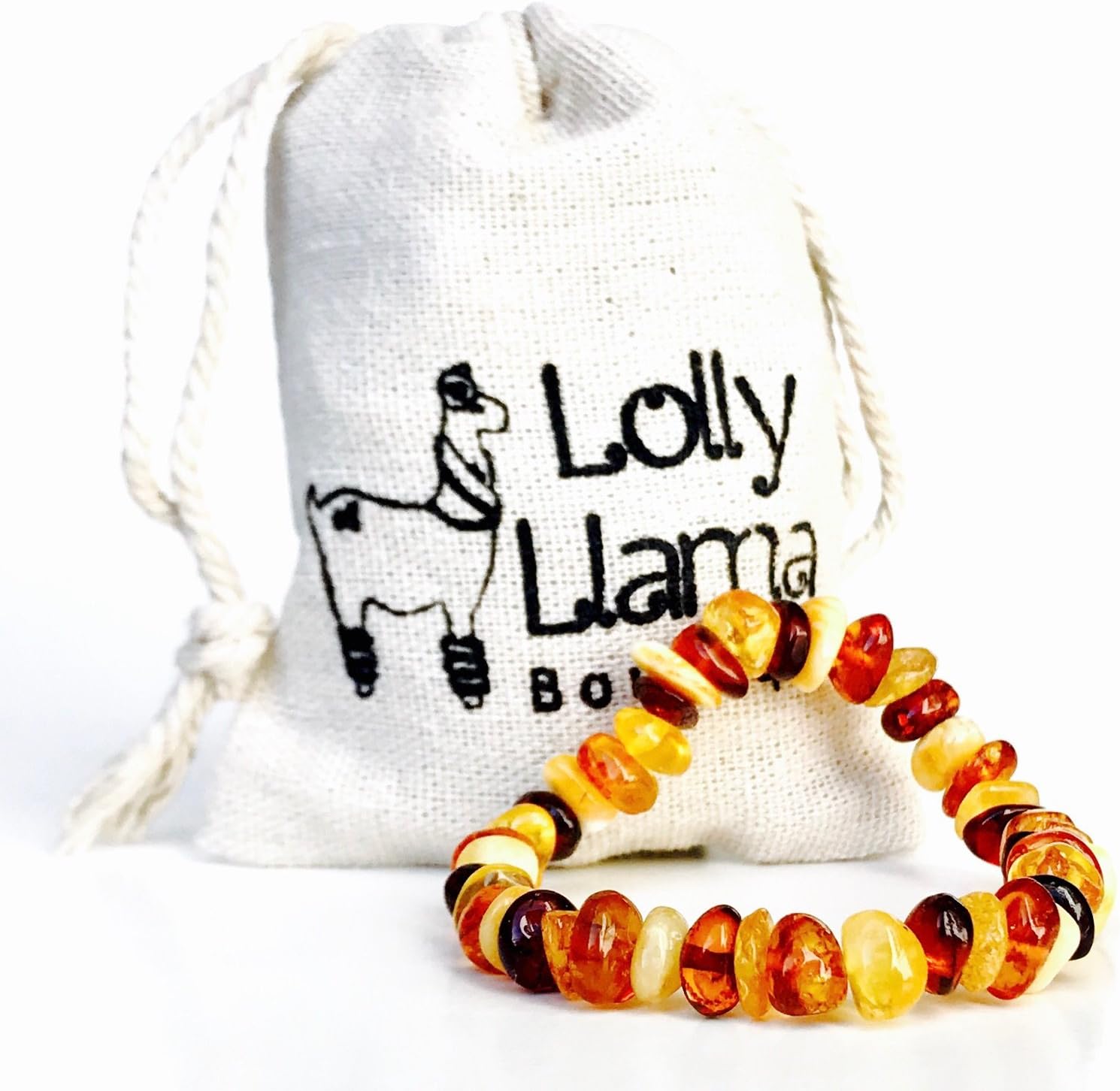 lolly llama amber teething necklace