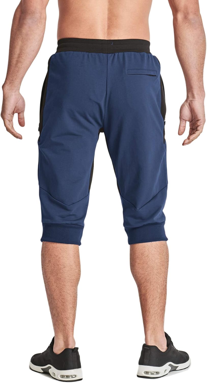 TACVASEN Short de jogging en coton pour homme confortable 3/4 Long