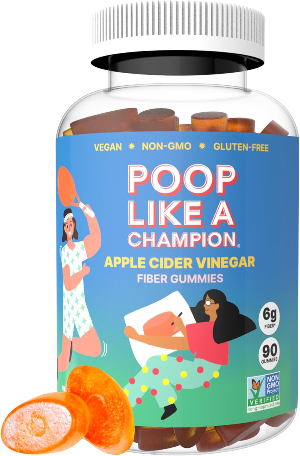 Poop Like a Champion Apple Cider Vinegar Gummies Fiber Gummies for