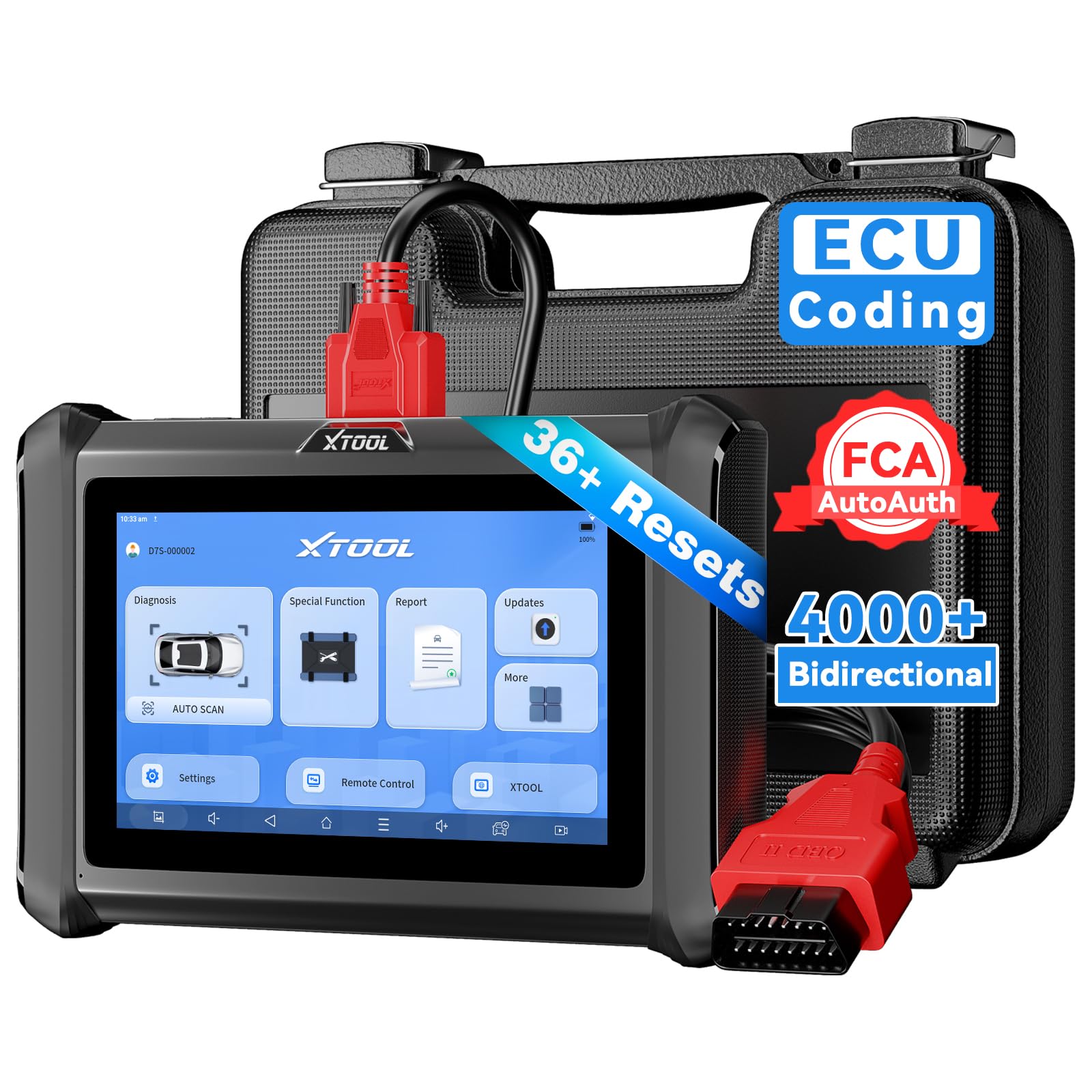 XTOOL D7S Bidirectional Scan Tool, 2025 OBD2 Scanner Diagnostic Tool with FCA AutoAuth, All System Car Scanner, 39+ Resets, ECU Coding, PMI, Upgrade of D7, Crankshaft Relearn, CAN FD/DoIP, 3-Yr Update