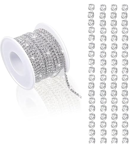 Chaîne à Strass Cristal SS12 - Rouleau 5m Argent Pour DIY, Vêtements, Déco Et Accessoires
