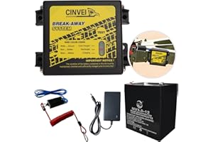 CINVEI Trailer Brakes Breakaway Kit with Charger, LED Indicator, Switch, 12V 5AH Battery for Trailer Caravan