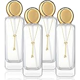 Gandeer 4 Pcs 4oz Luxury Glass Pump Bottle Dispenser with Gold Chain Perfume Container Travel Lotion Vial with 2 Plastic Pump Head and 2 Spray Head for Cosmetic Toner Perfume(Clear)