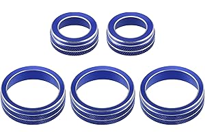 ACROPIX Front Car AC Media Tune Knob Cover Ring Fit for VW Golf MK7 - Pack of 5 Blue