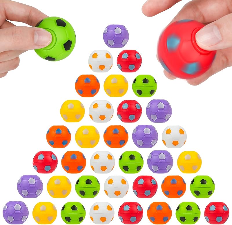 Ainiv 36 Pack Football Fidget Spinner Toy 3.5CM Stress Relief Ball