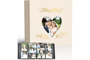 Barsone Linen 4x6 Wedding Photo Album with 400 Pockets(Large Capacity Customizable Memory Book, Custom Engraved Cover, Bridal