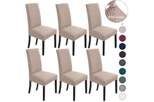 NORTHERN BROTHERS Dining Room Chair Covers Set of 6, Removable Washable Chair Covers for Dining Chairs Stretch Parson Chair Slipcover, Khaki