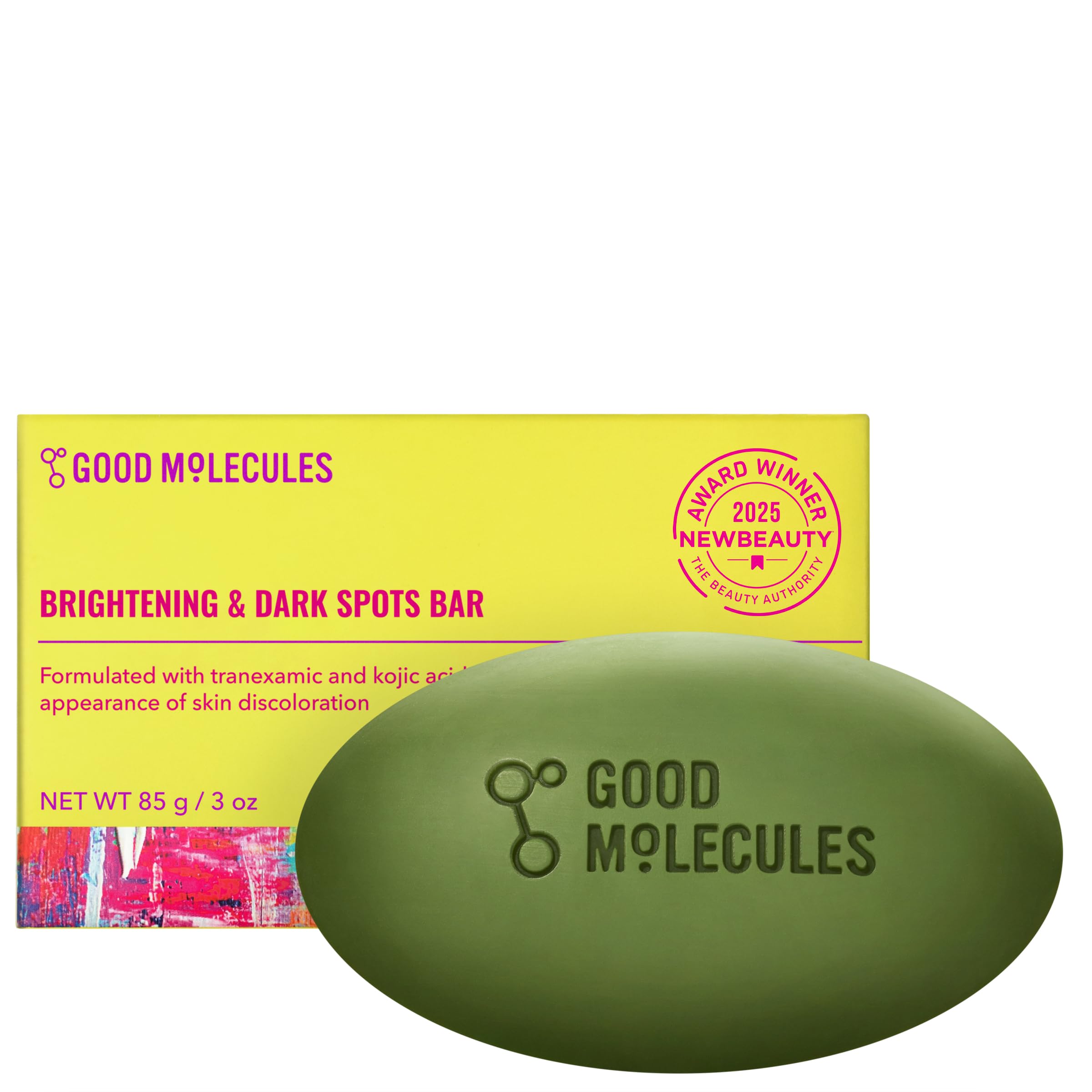 Good Molecules Brightening & Dark Spots Bar - Soap Free Face and Body Bar - Tranexamic, Kojic Acids and Niacinamide to Target Dark Spots - Skin Care