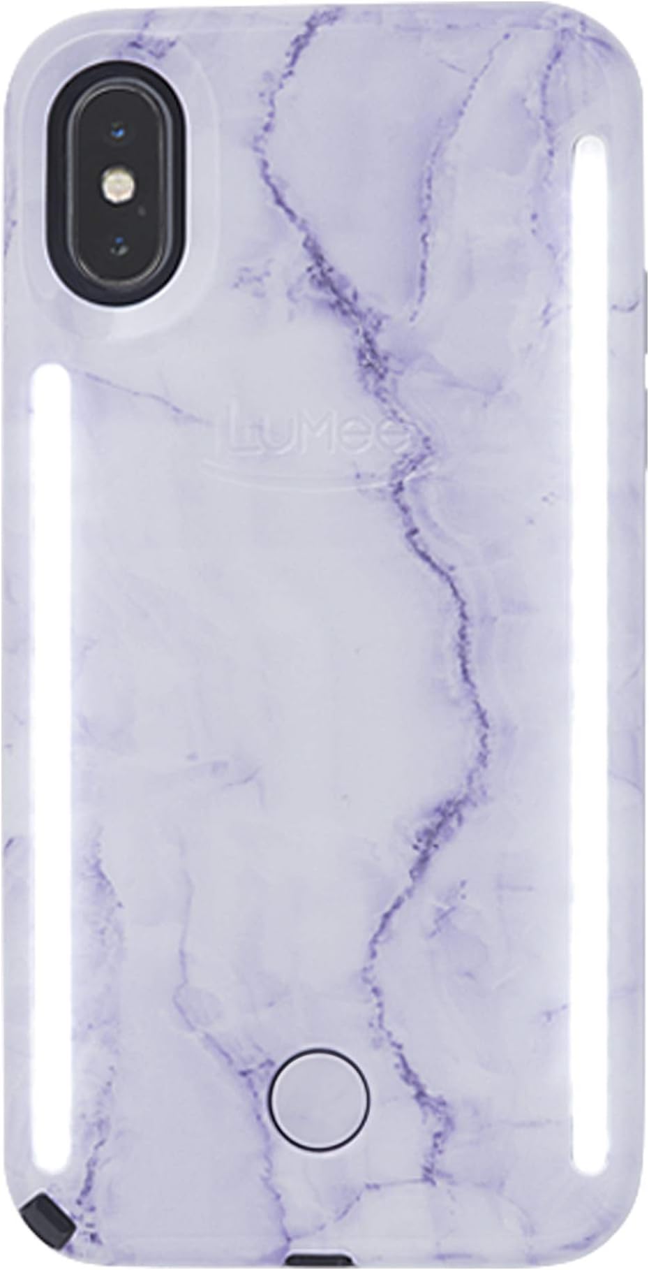LuMee Duo Phone Case, Lavender Marble | Front & Back LED Lighting, Variable Dimmer | Shock Absorption, Bumper Case, Selfie Phone Case | iPhone Xs Max Only (LD-IPXSM-LMR)