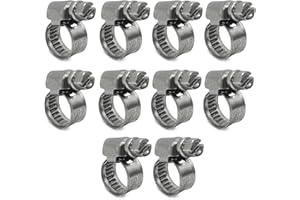 CHUN YUNG DA Embossed Worm Gear Hose Clamps Size#2, 5/16-1/2 inch Adjustable Heavy Duty Stainless Steel Hose Clamp, all 304 for Automotive Fuel Injection Line (8-12 mm, 10 Pack)