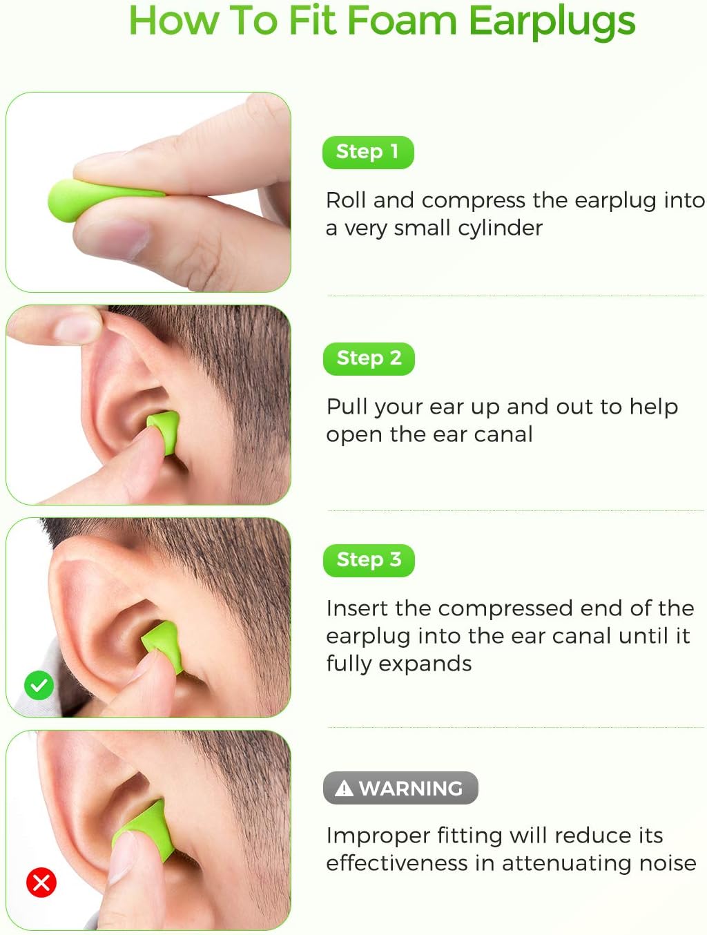 Mpow 055A Ear Plugs 60 Pairs, Super Soft Foam Ear Plugs 34dB SNR, Noise Reduction Hearing Protector, with Aluminum Carry Case, for Sleeping, Woodworking, Shooting, Travel, Loud Events-Green: Home Improvement