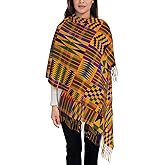 YQxwJL African Ethnic Pattern Print Scarfs For Women,Fall Winter Scarves, Shawls And Wraps For Evening Dresses,Super Soft Scarf, Black