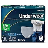 McKesson Premium Discreet Underwear for Men (20 Adult Briefs) - Pull-On Disposable Incontinence Briefs, Tear Away Seams, Heavy Absorbency, 12-Hour Leak & Odor Protection - Small/Medium, 28-40 in.