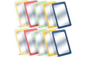 Dandat 10 Pcs Small Mirrors for Kids Safe Shatter Proof 6 x 4 Inch Unbreakable Classroom Mirror for Craft Bulk in Preschool Nursery Daycare Spa Party (Hippie Color)