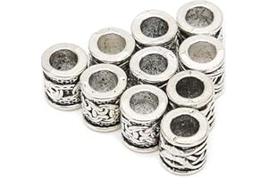 Estink Norse Viking Rune Beads, 10 Pieces, DIY Jewelry Pendants for Bracelet, Necklace, Beard, Dreadlocks Hair
