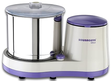 Sowbaghya 2 Lit Diva Wet Grinder (Violet with White) with Attachment