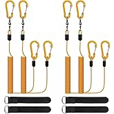 Gejoy 8 Pcs Kayak Paddle Leash Heavy Duty Retractable Coiled Lanyard Pole Tether Straps for Kayaking Boating Canoeing Fishing Pole Rod Board Fishing Accessories