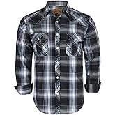 COEVALS CLUB Men's Western Cowboy Long Sleeve Pearl Snap Casual Work Shirts