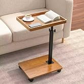 XNSDXV C Table Side Table Adjustable Height, 360&deg;Swivel TV Tray Table with Wheels, Couch Tables for Eating, C Shaped End Table for Couch, Sofa, Bed, Chair, Living Room and Bedroom