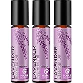 Lavender Essential Oil Roll On - Calming Aromatherapy Oil Roller for Sleep Headaches and Relaxation - Natural Pre-Diluted Sleep Oil for Nighttime Relaxation with Lavender Essential Oil for Skin 3-Pack