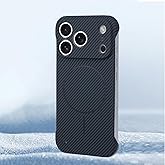 Guppy Magnetic Slim Case for iPhone 17 Pro, [Compatible with MagSafe] Carbon Fiber Bumper Texture Ultra-Thin Hard PC | Camera Lens Protector | Frameless Design | for Men Women-Black