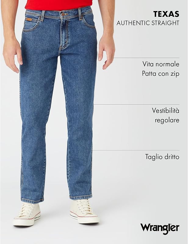 - Jeans Uomo - vestibilità Dritta Authentic - Texas - Stonewash