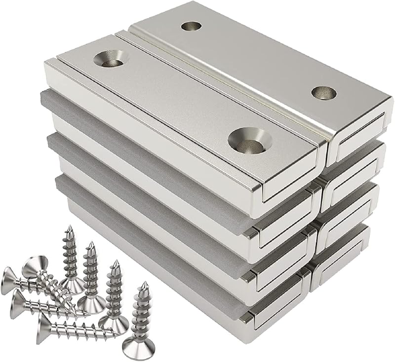 Magnetpro 8x Rectangular Magnets 20kg Force 40x13.5x5mm Countersunk Hole