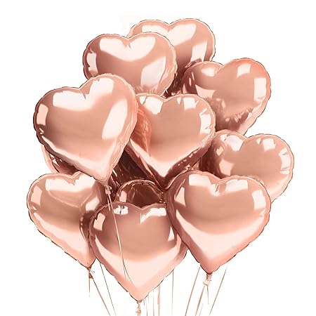 deloono Herzluftballons Herzballons Folienluftballons 10 STK. Rose - Ideal als Hochzeitsdeko, Geburtstagsdeko oder Partydekor
