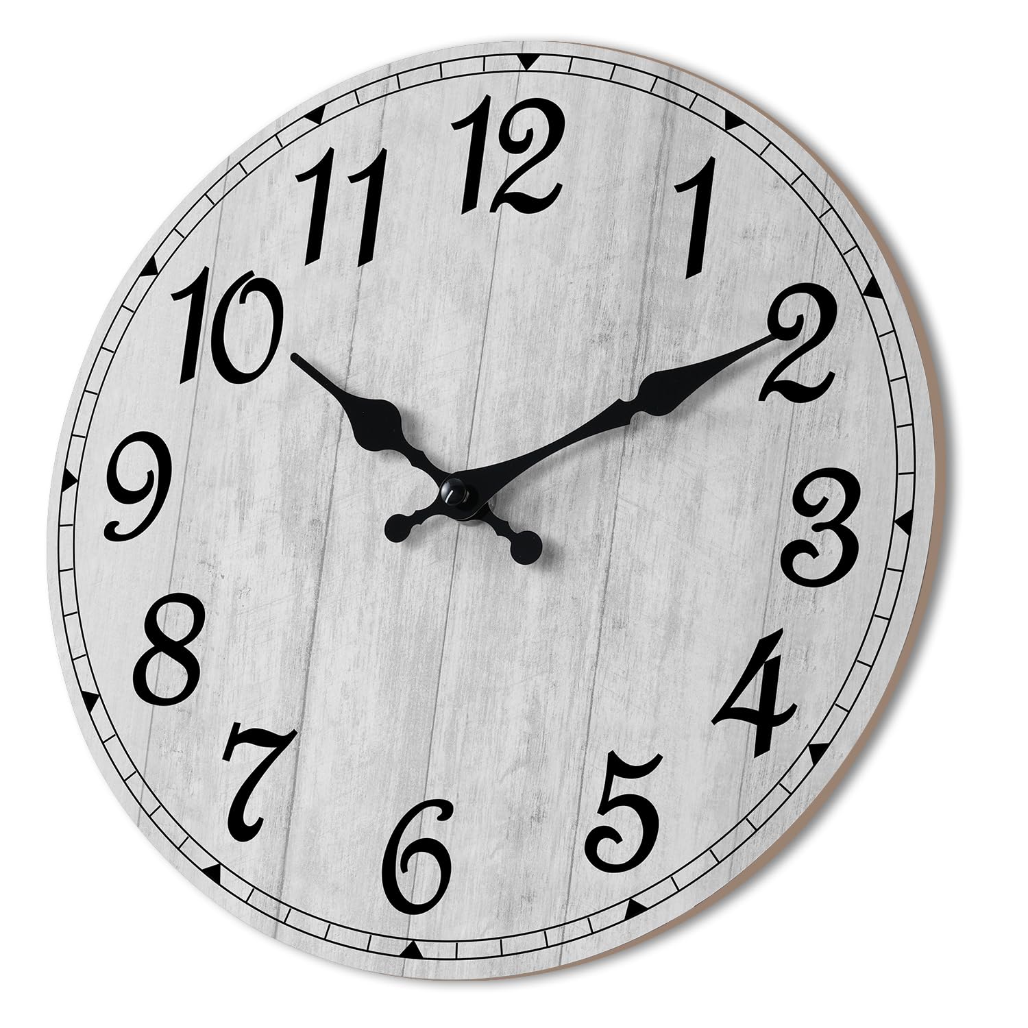 Photo 1 of HYLANDA Wall Clock 14 Inch, Gray Wall Clocks Battery Operated Silent Non Ticking, Vintage Rustic Wooden Clocks Decorative for Kitchen Bathroom, Living Room, Bedrooms, Dining Room, Office (14")