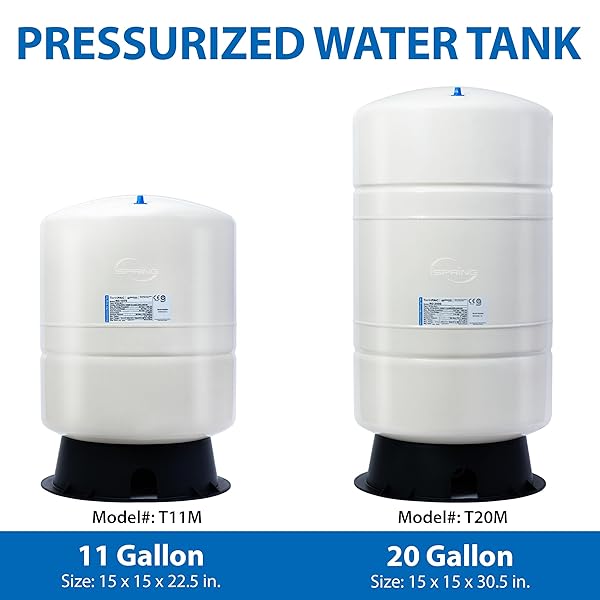 ISPRING T11M 11 GALLON PRE-PRESSURIZED WATER STORAGE REVERSE OSMOSIS SYSTEMS RO TANK, WHITE