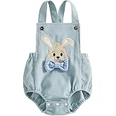 Amnnchya Baby Boy Girl Easter Outfit Newborn Bunny Romper Cute Infant Rabbit Bowtie Overalls Jumpsuit Summer Spring Clothes