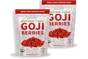 Wholeberry organic wolfberry gouqi Goji berries 32oz| Raw, Vegan, Gluten Free Super food High in Plant Based Protein, Dietary Fiber, Vitamin A & Iron | Large…
