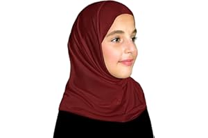 MIDDLE EASTERN MALL Hijab for Girls Amira Muslim Kids Head Scarf Ready to Wear Easy Instant Elastane-Spandex