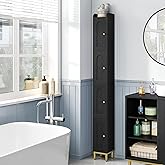 Hzuaneri 4-Tier Narrow Tall Storage Cabinet, Slim Bathroom Storage Cabinet with 4 Adjustable Feet and Shelves, Bathroom Organization for Small Space, Kitchen, Living Room, Laundry Room Black BC42204G