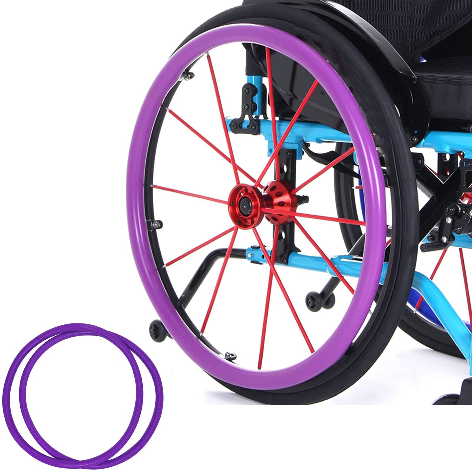 YIBEICO 1 Pair Wheelchair Push Rim Covers For Invacare Wheelchair Accessories, Rear Wheel Grips Cover,Non-Slip Wear-Resistant Hand Push Cover Wheelchair(Black, 22 In - View #4