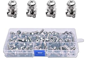 Wang-Data 50 Sets M6 Square Hole Hardware Cage Nuts & Mounting Screws Washers for Server Rack and Cabinet (M6 X 20mm)(Screw+Washer+cage nut)