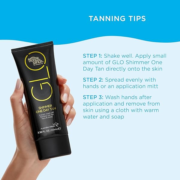 BONDI SANDS GLO SHIMMER ONE DAY TAN | LUMINOUS BRONZE GLOW FOR FACE & BODY | INSTANT ILLUMINATOR CREAM | TRANSFER & WATER RESISTANT | 100 ML/3.38 OZ