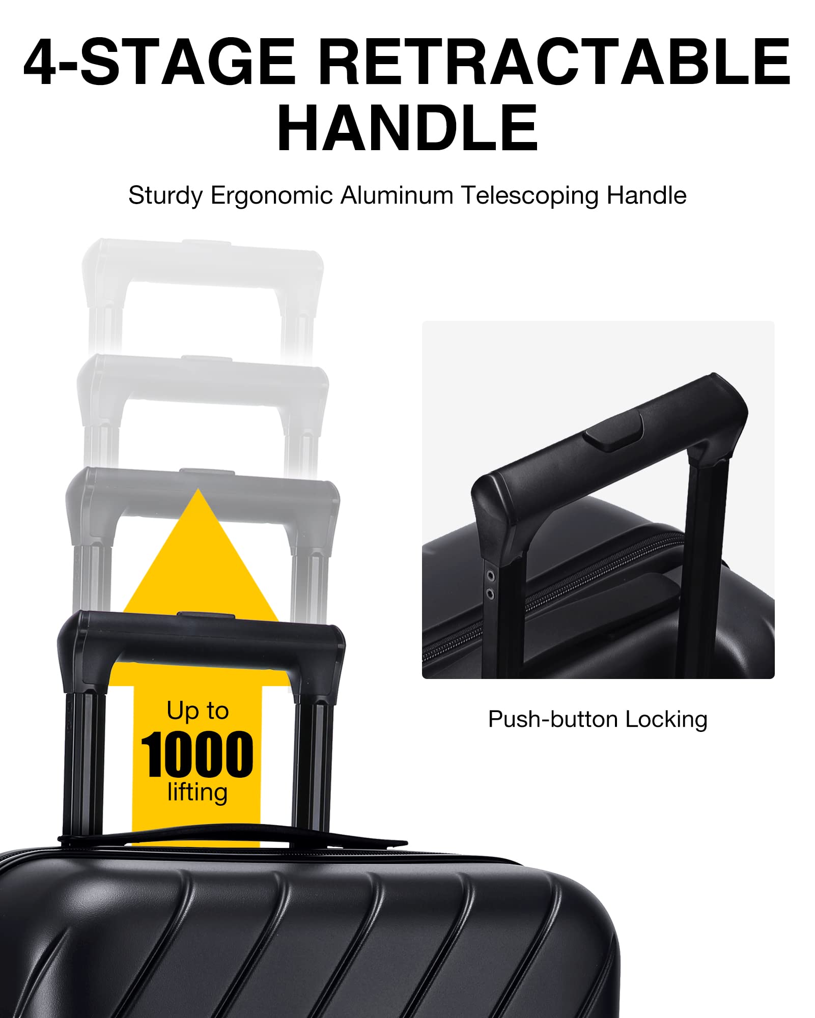 BAGSMART Carry On Luggage 22x14x9 Airline Approved With TSA Lock, 1OO% Polycarbonate Hardside Luggage with Spinner Wheels, Durable Hard Shell Carry On Suitcase 20 inch Black