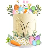 Easter Cake Topper Bunny Egg Carrot Cake Decorations Rabbit Themed Birthday | Easter Cake Topper Set with Bunny, Eggs, Carrot and Flowers, Easter Party, Birthday Cakes, Fairy Garden Birthday Decor