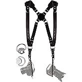 C Coiro Camera Harness for 2 Cameras Dual Shoulder Leather Camera Strap for DSLR/SLR, Camera Straps for Photographers