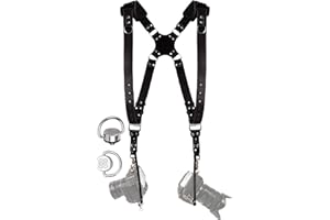 C Coiro Camera Harness for 2 Cameras – Dual Shoulder Leather Camera Strap – Double Camera Harness for DSLR/SLR