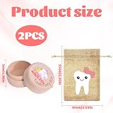 halit Tooth Fairy Box with Fairy Bag 3D Tooth Carved Wood Keepsake view 2